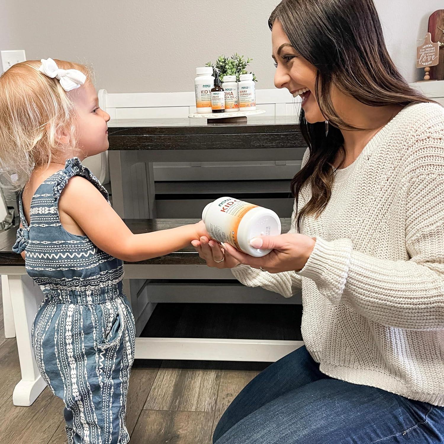 NOW Foods Kid Cal Masticables 100 Unidades Naranja - Calcio, Magnesio y Vitamina D