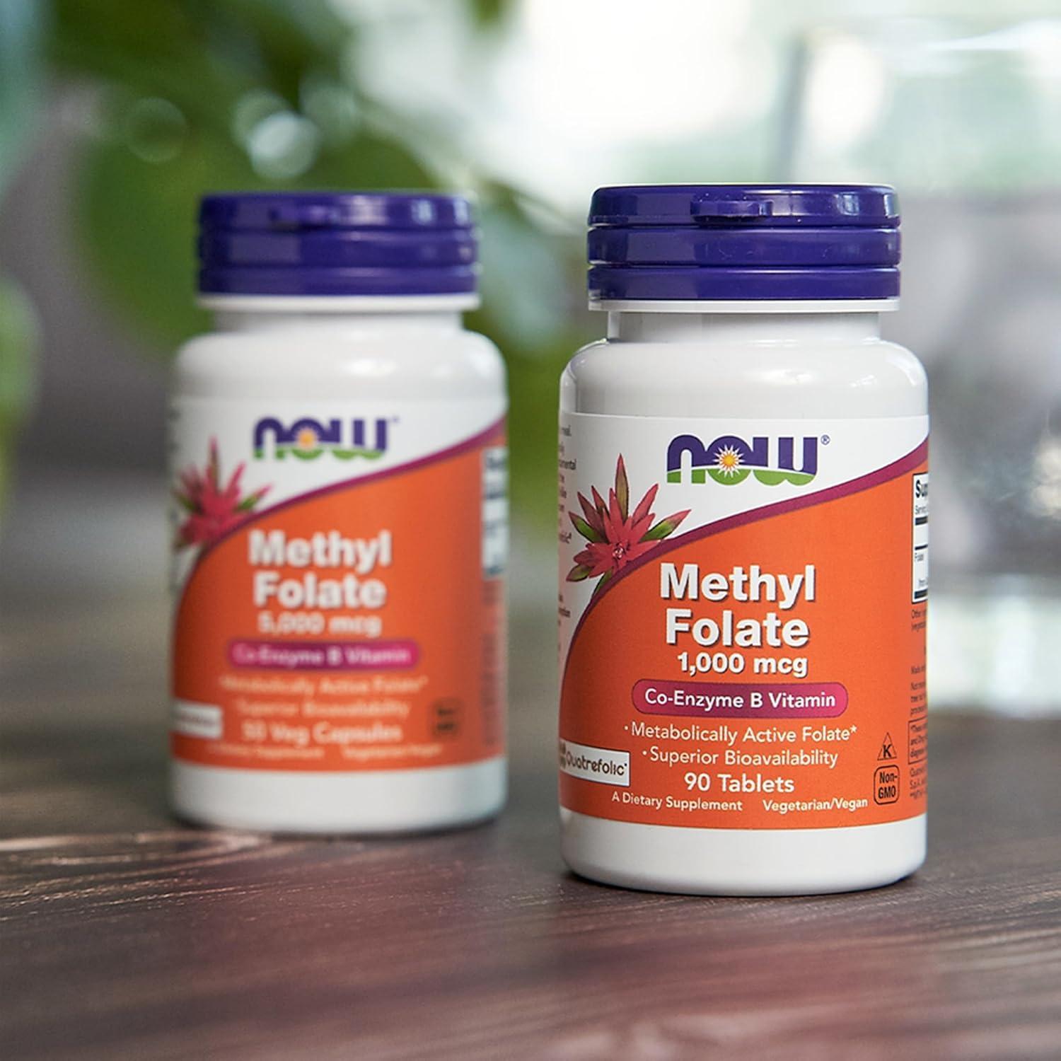 Suplemento Metilfolato 5000 mcg NOW Foods - 50 Cápsulas Veganas