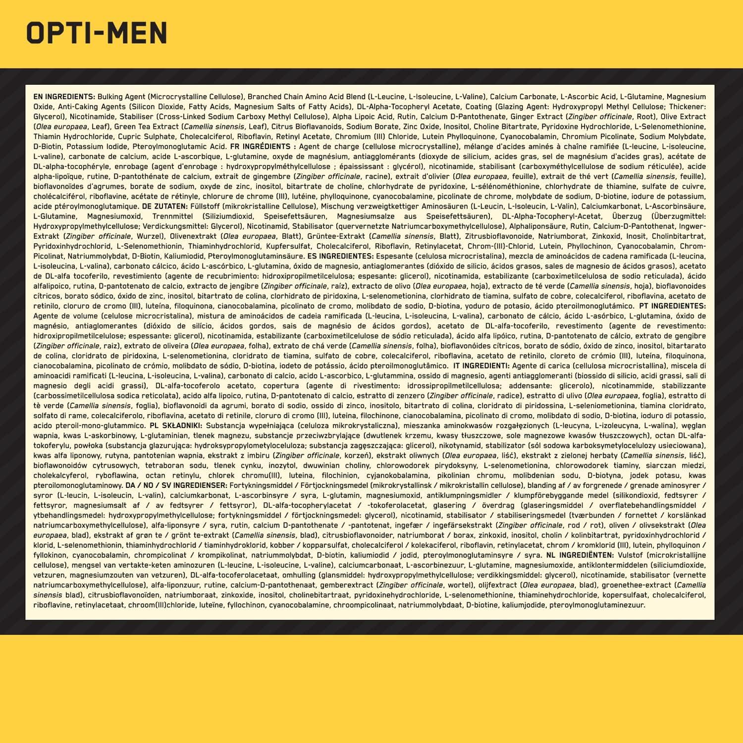 Multivitamínico Optimum Nutrition Opti-Hombres 90 tabletas