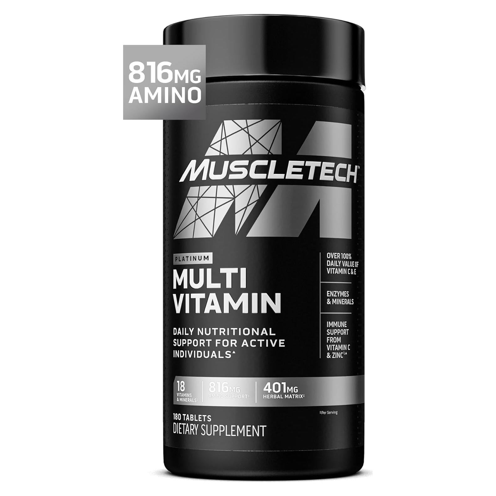 Multivitamínico Platinum MuscleTech 180 Cápsulas 18 Vitaminas