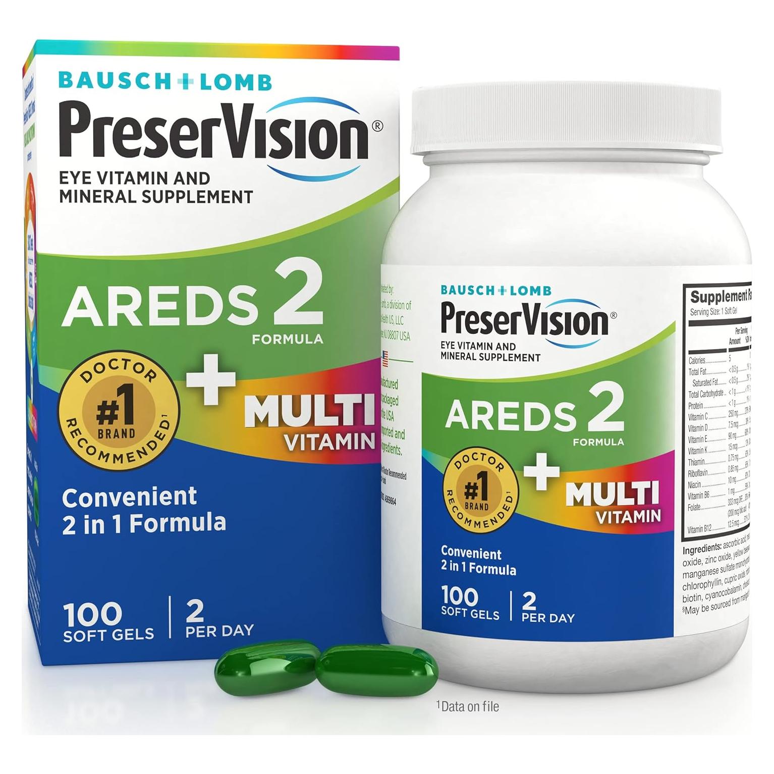 PreserVision AREDS 2 + Multivitamina Bausch + Lomb 100 Gelatinas