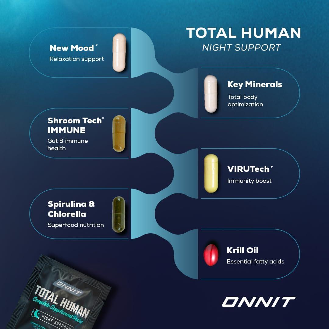 Onnit Total Human Multivitamínico 30 Paquetes Día y Noche