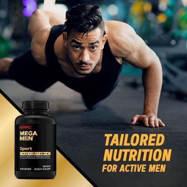 GNC Mega Men Sport Multivitaminas 90 Tabletas - Energía y Rendimiento