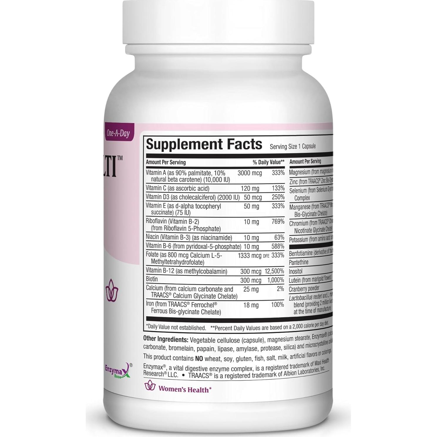 Multivitaminas para Mujeres Maxi Health 60 Cápsulas - Soporte Digestivo y Energía