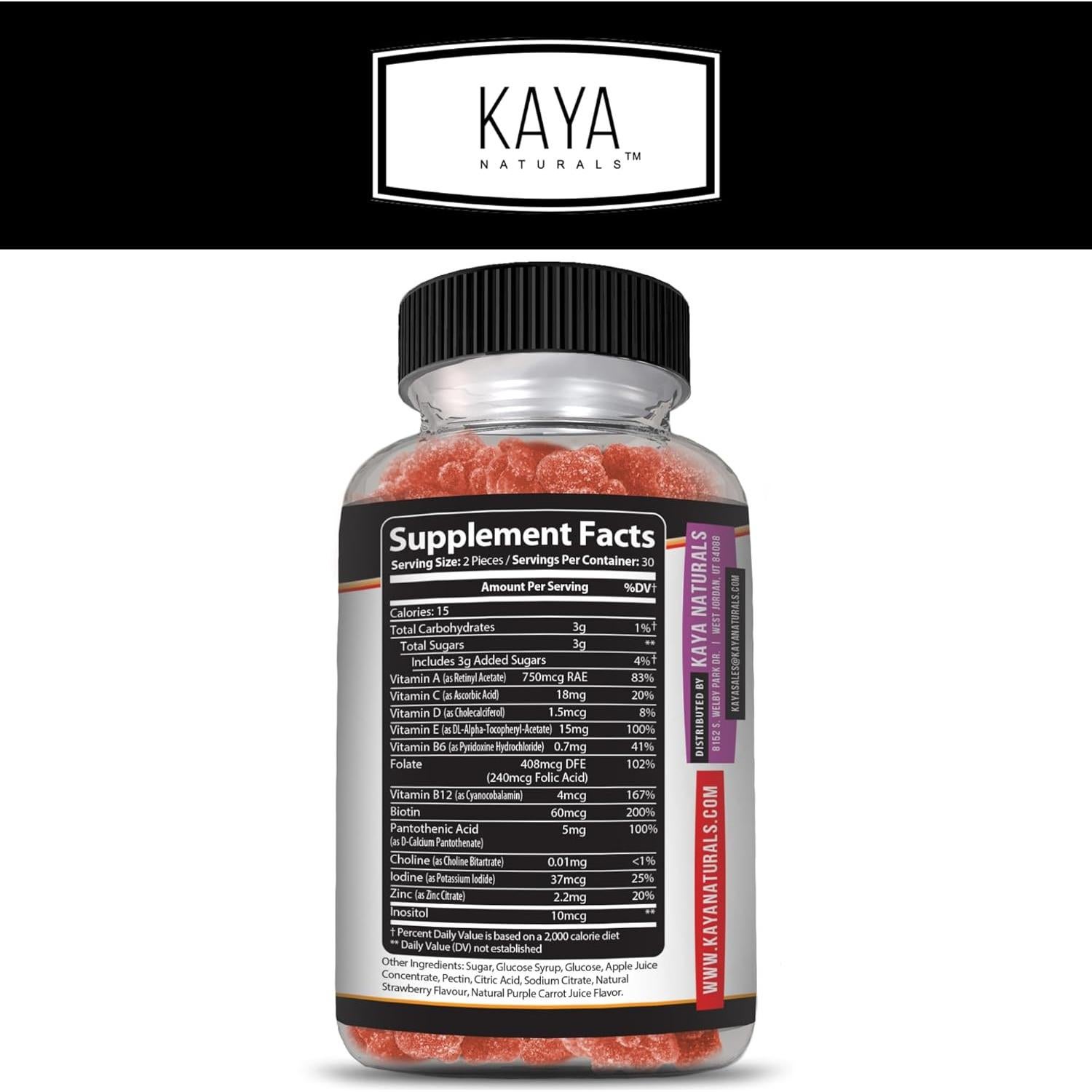 Gummy Multivitamínico Kaya Naturals 60 Unidades Sabor Fresa