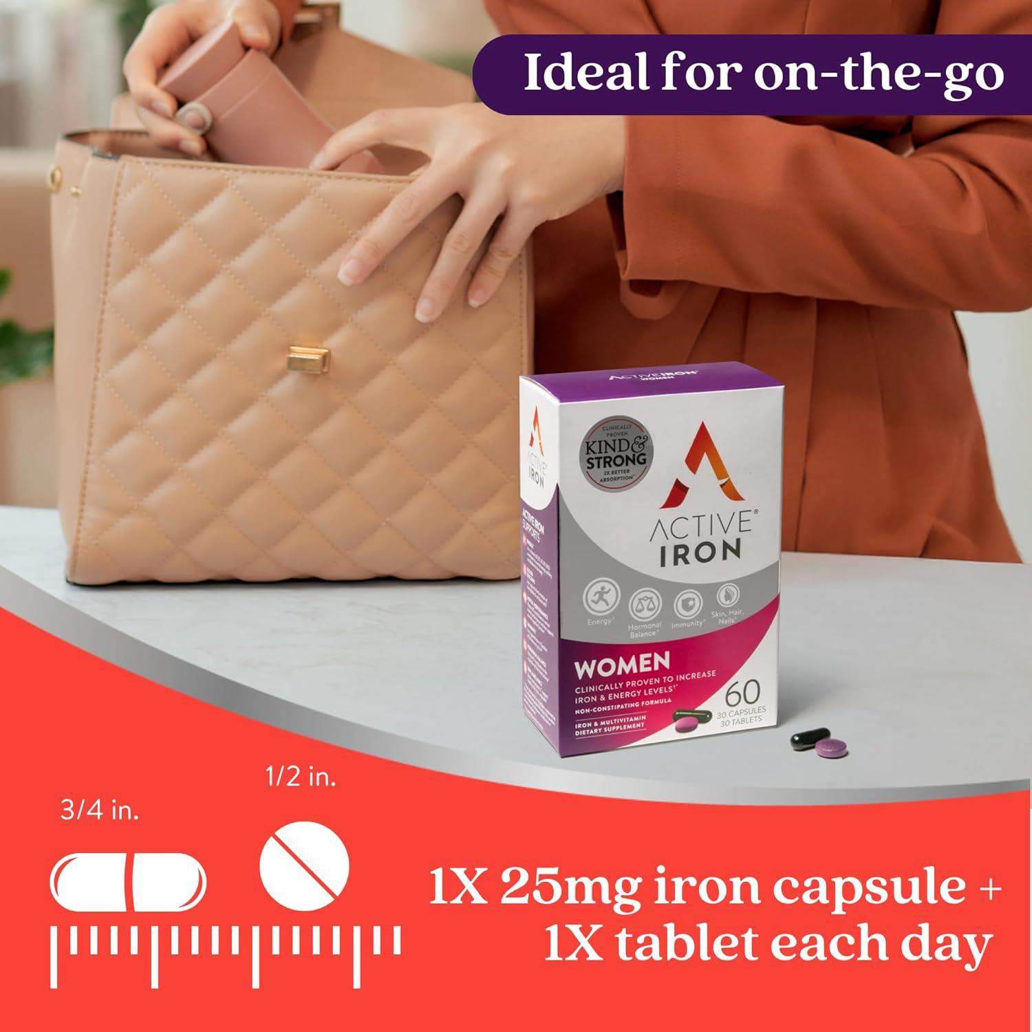 Suplemento de Hierro Activo 25mg + Multivitaminas Mujeres - 30 Cápsulas