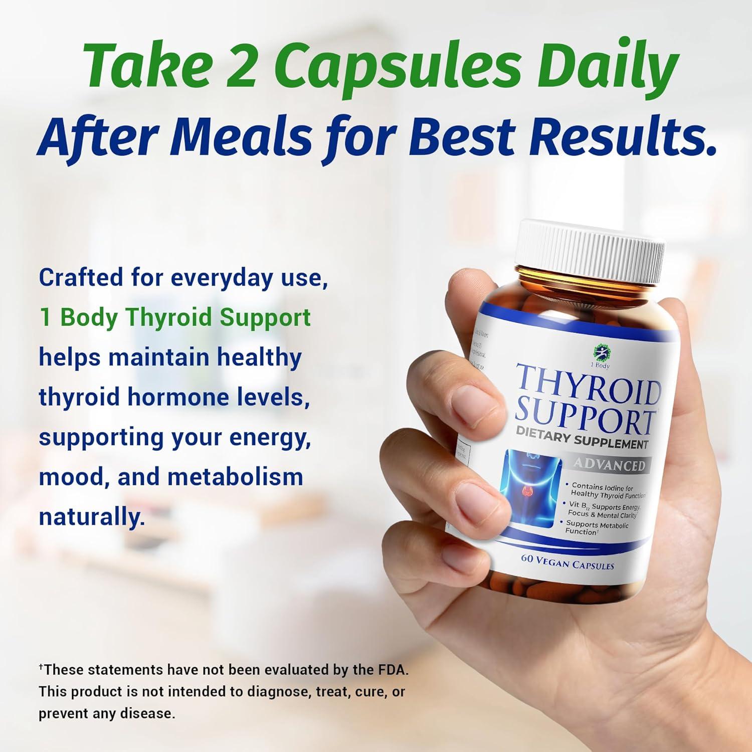 Suplemento para Tiroides 1 Body con Yodo, B12, Zinc y Selenio