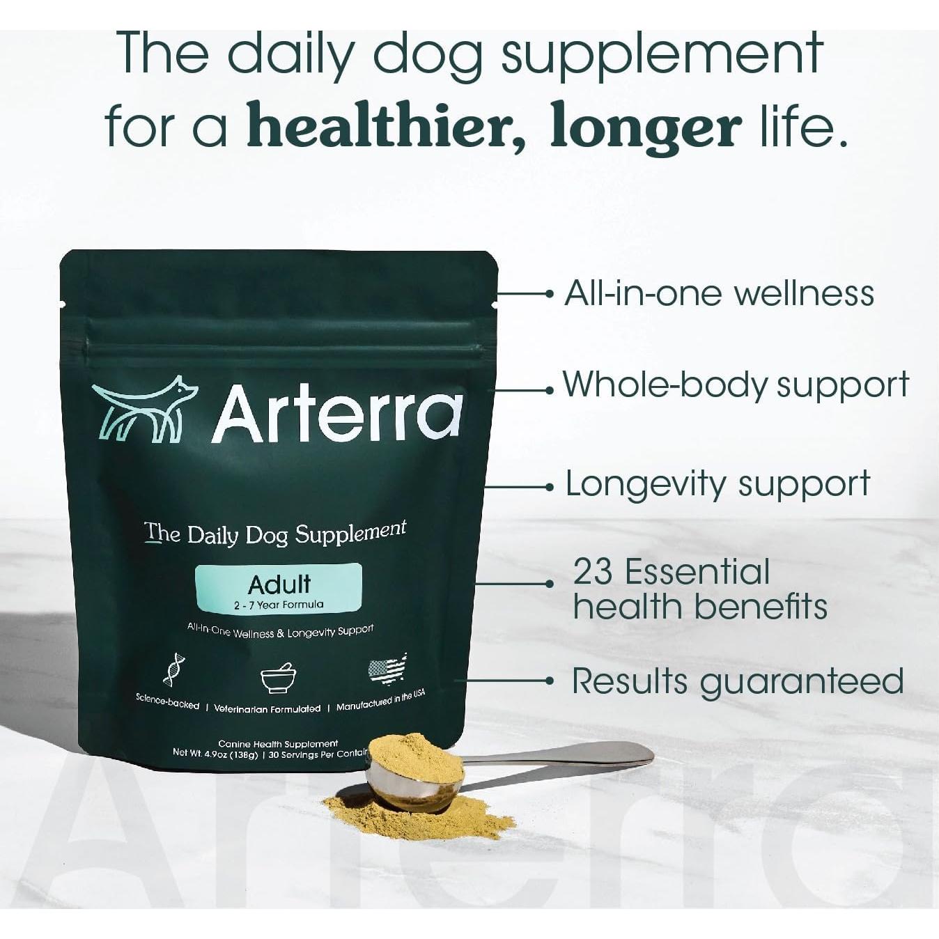 Suplemento en polvo para perros Arterra 60 cucharadas salud integral