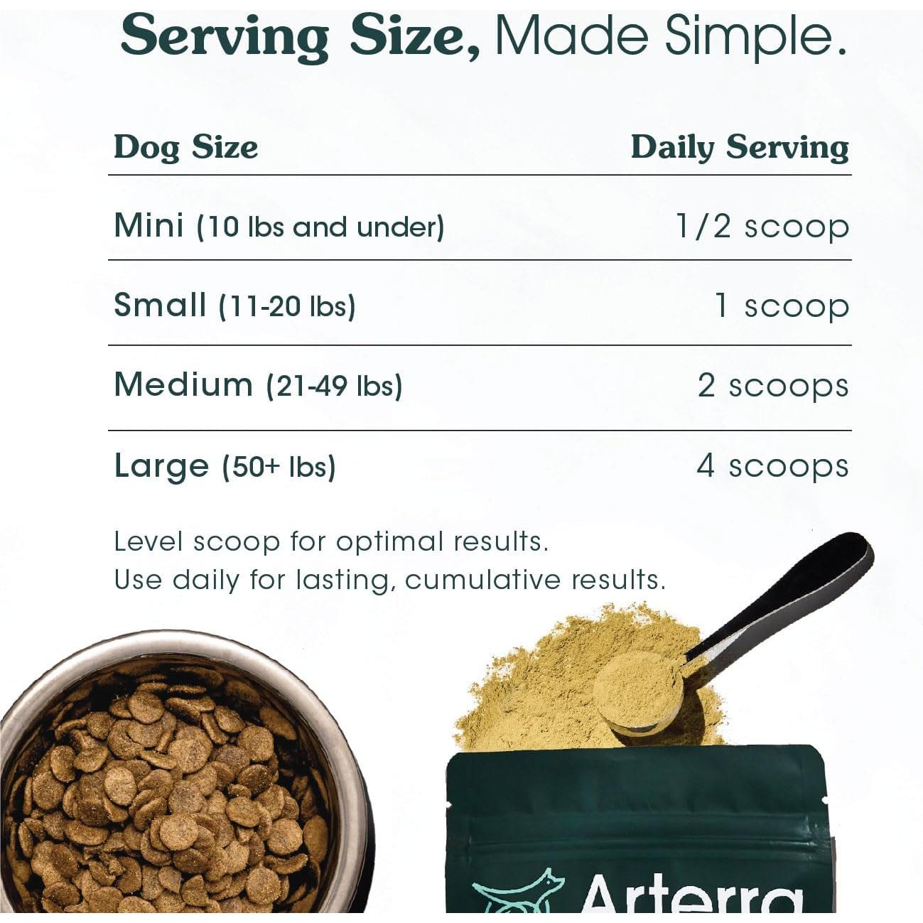 Suplemento en polvo para perros Arterra 60 cucharadas salud integral