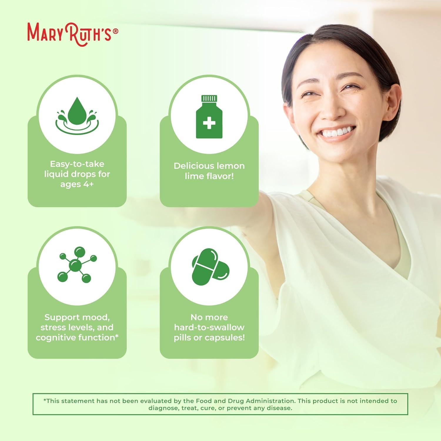 Gotas L-Teanina 200mg MaryRuth's | Suplemento Vegano 30ml