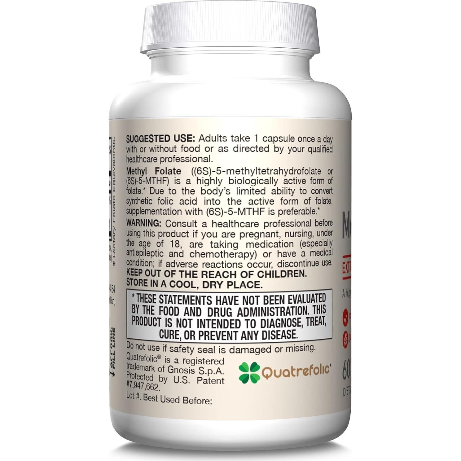 Suplemento Dietético Jarrow Folato Metílico 400 mcg 60 Cápsulas