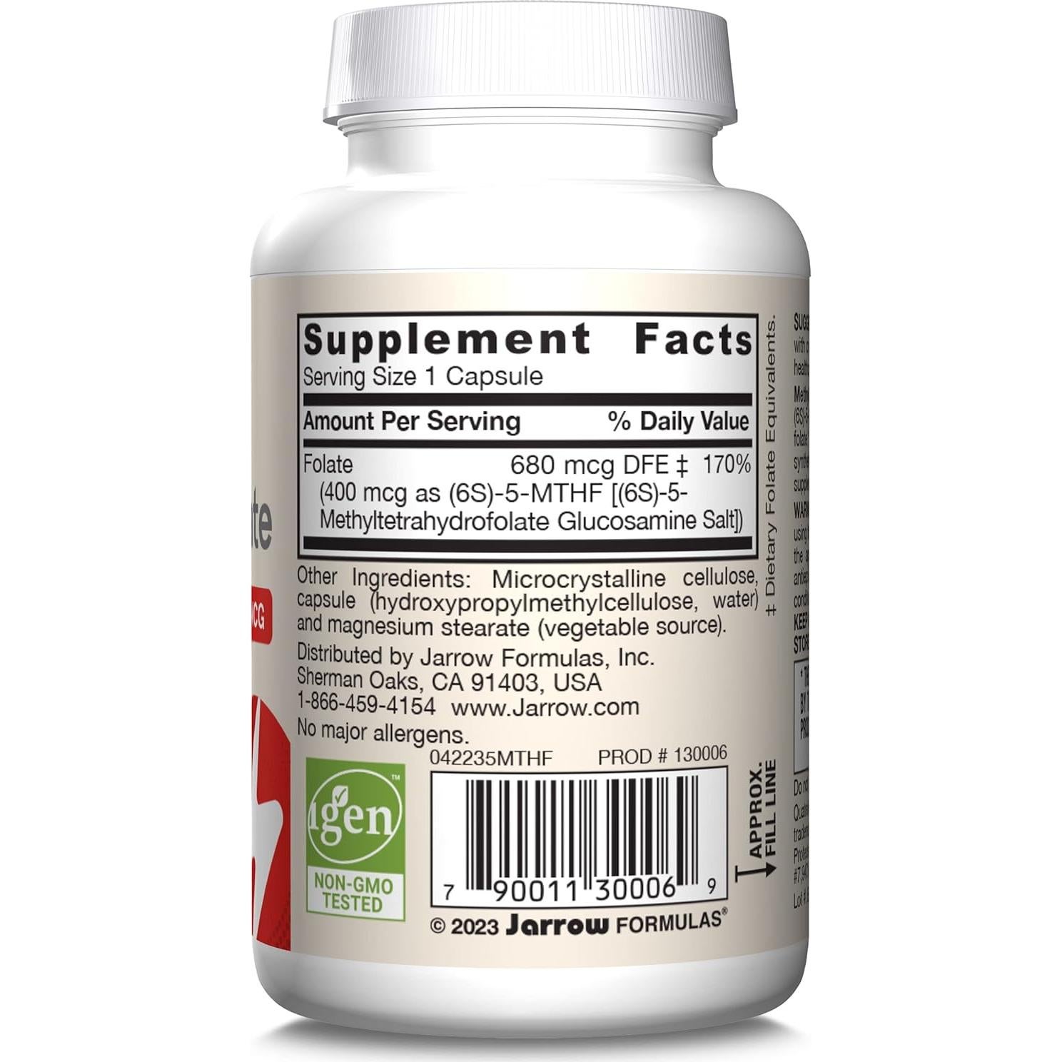 Suplemento Dietético Jarrow Folato Metílico 400 mcg 60 Cápsulas