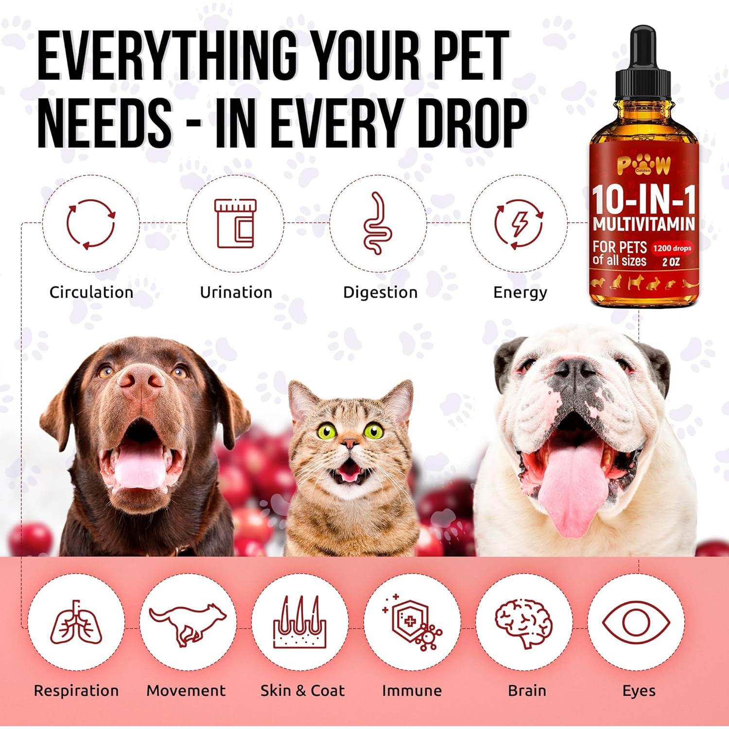 Multivitamina Líquida para Perros y Gatos Golden Paw 60ml