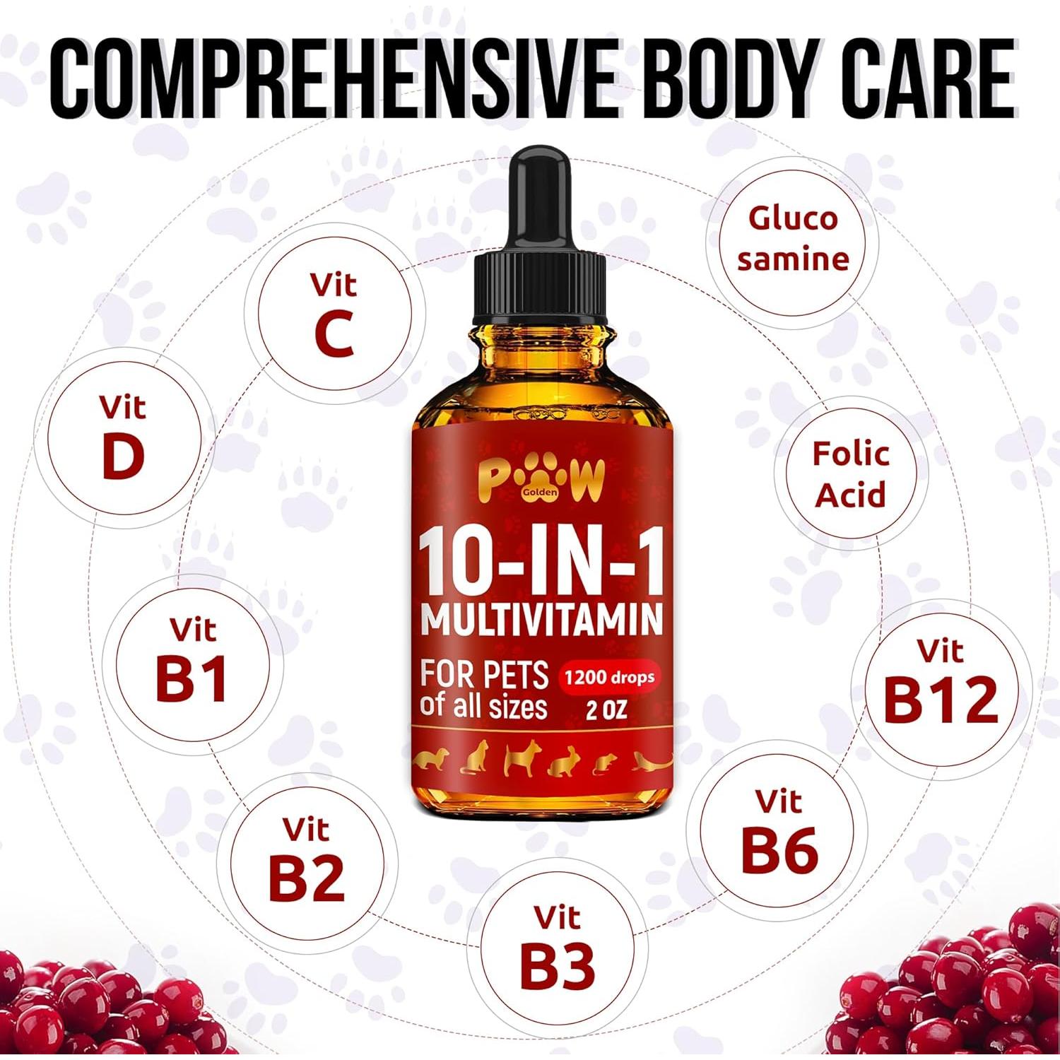 Multivitamina Líquida para Perros y Gatos Golden Paw 60ml