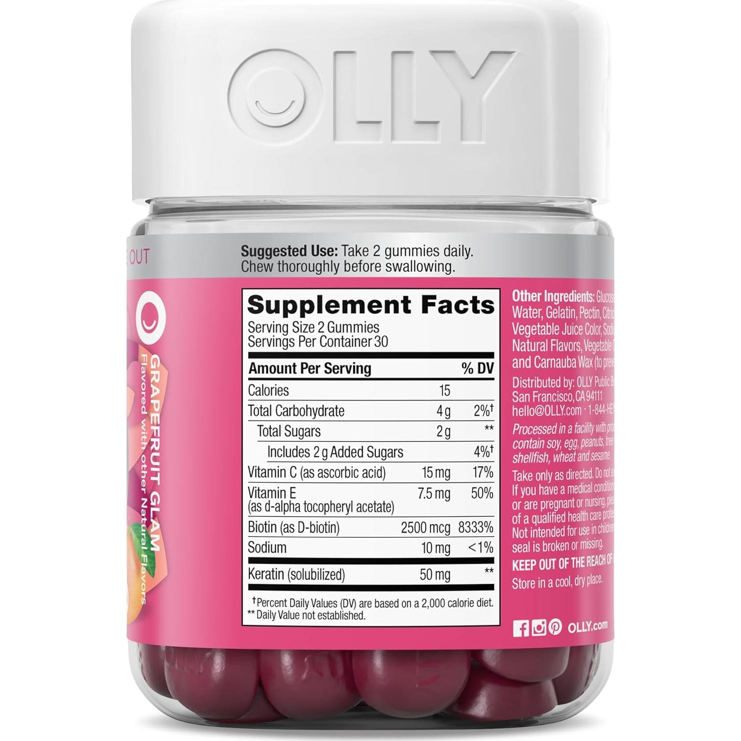 Gomitas OLLY Belleza Indiscutible 60 Conteo Biotina Vitamina C