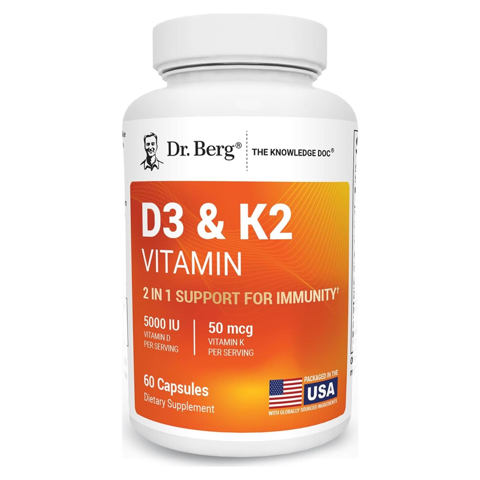 Suplemento Vitamina D3 K2 Dr. Berg 5000 UI 60 cápsulas