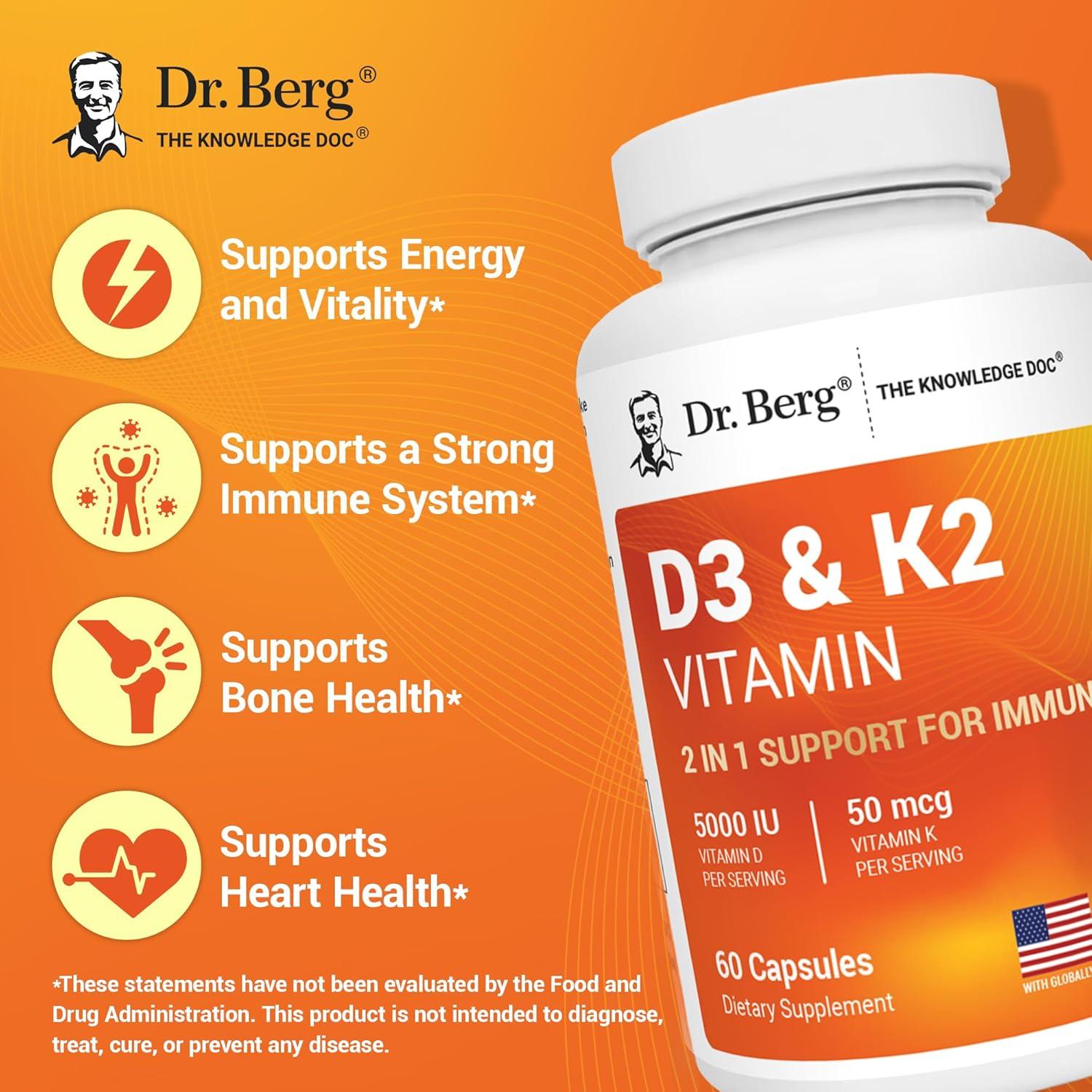 Suplemento Vitamina D3 K2 Dr. Berg 5000 UI 60 cápsulas