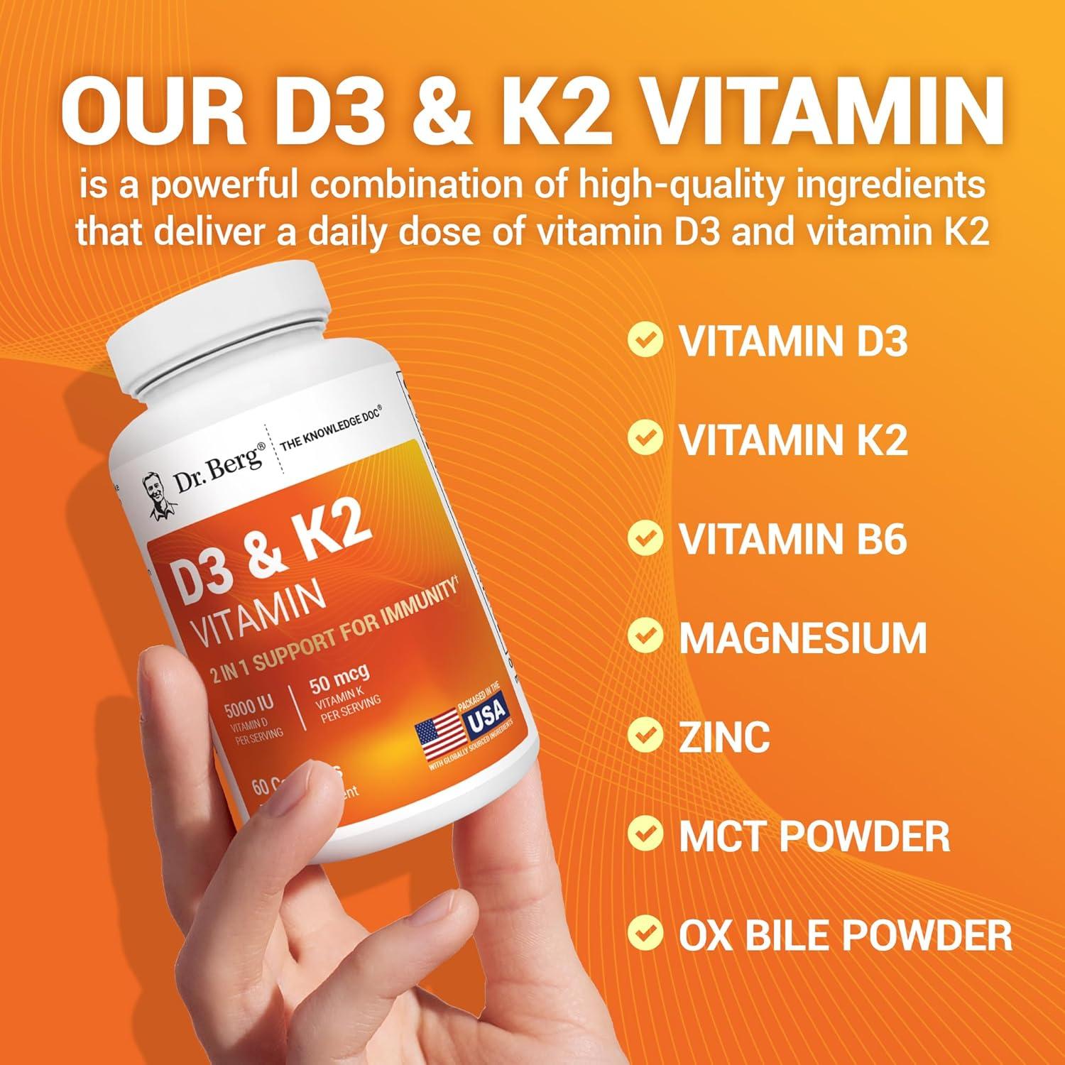 Suplemento Vitamina D3 K2 Dr. Berg 5000 UI 60 cápsulas