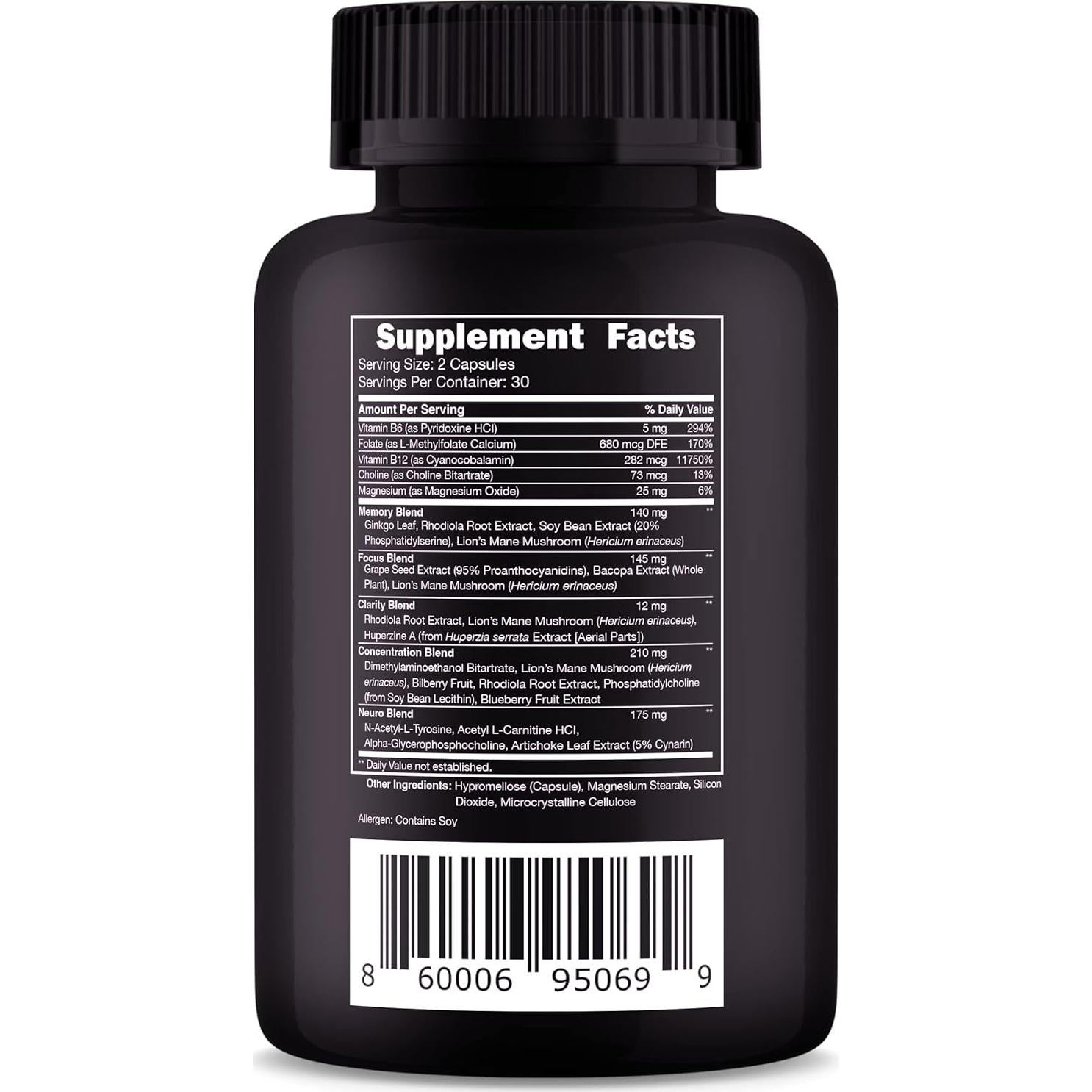 Suplemento Potenciador Cerebral Vital Vitamins 30 Cápsulas