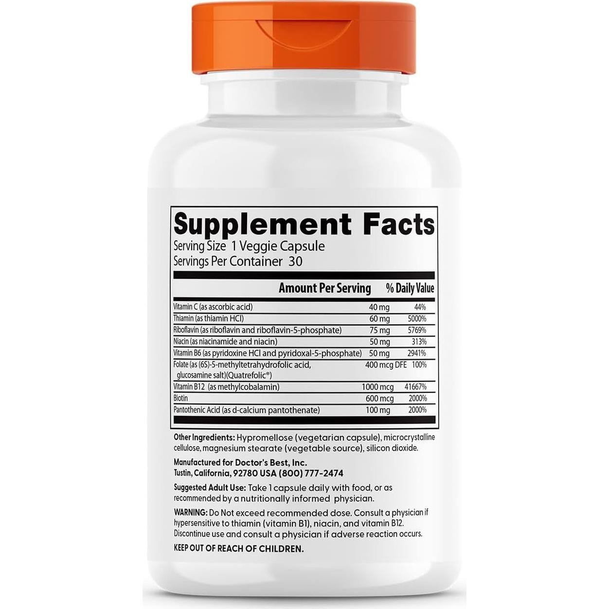 Complejo B Activo Doctor's Best 30 Cápsulas Veganas