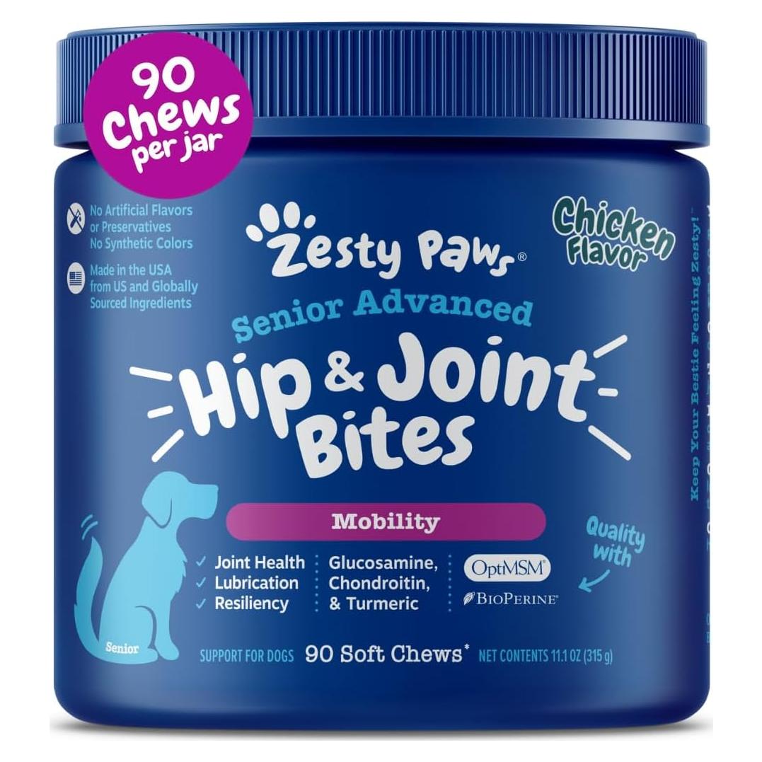 Zesty Paws Suplemento Articular para Perros - 90 Masticables de Pollo