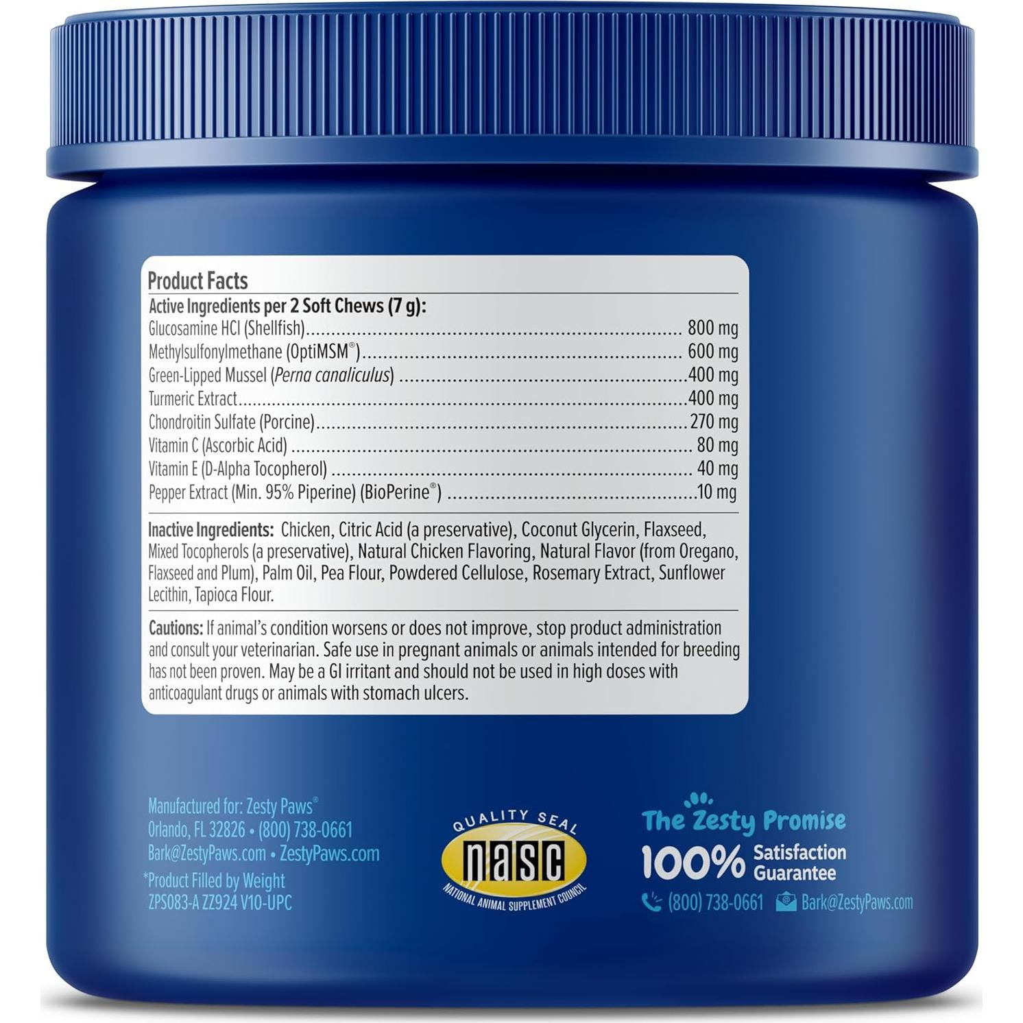 Zesty Paws Suplemento Articular para Perros - 90 Masticables de Pollo