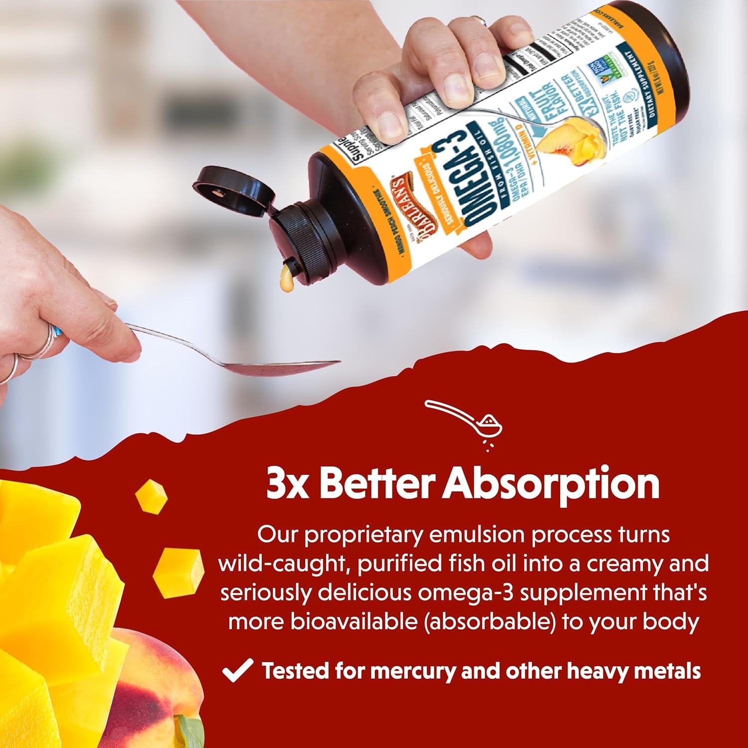 Suplemento Líquido Omega 3 Barlean's Mango Durazno 473ml