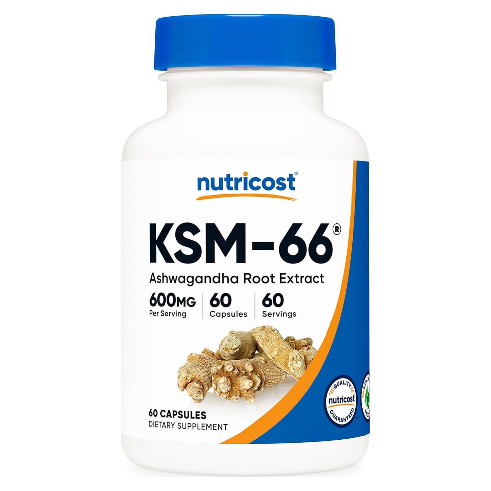 Extracto de Raíz de Ashwagandha KSM-66 Nutricost 600mg 60 Cápsulas