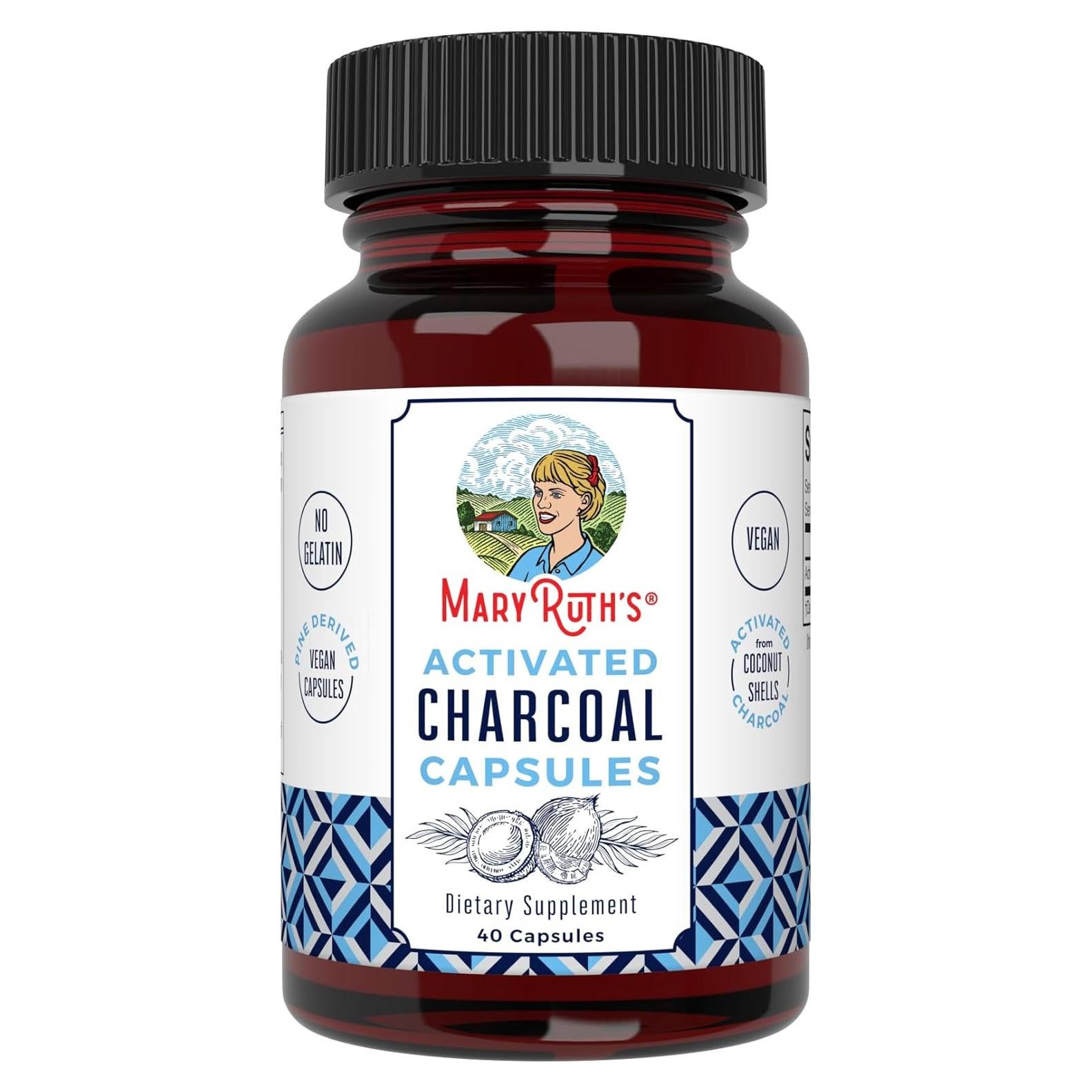 Cápsulas de Carbón Activado MaryRuth Organics 40 Unidades