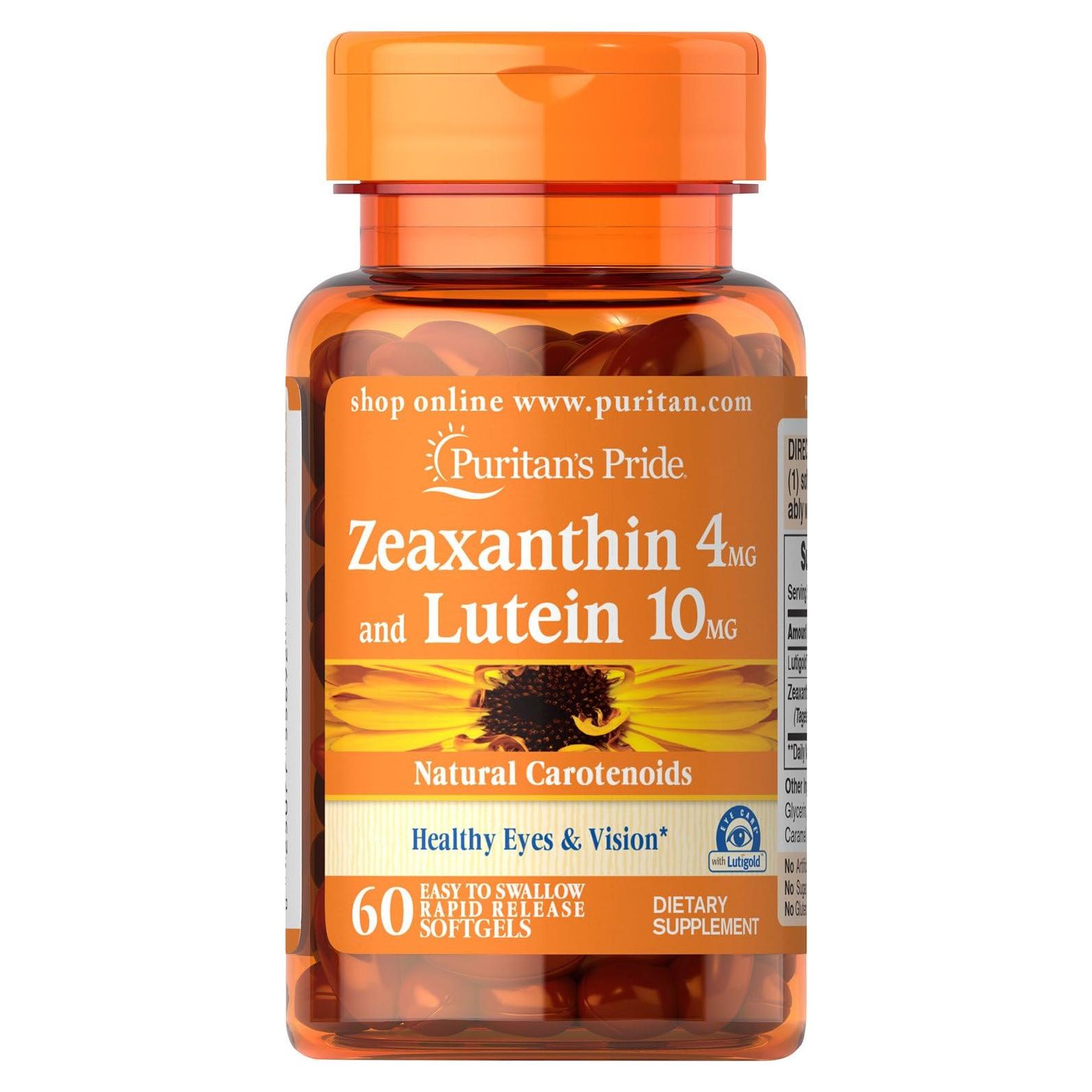 Suplemento Ocular Puritan's Pride Zeaxantina 4mg Luteína 10mg 60 Cápsulas