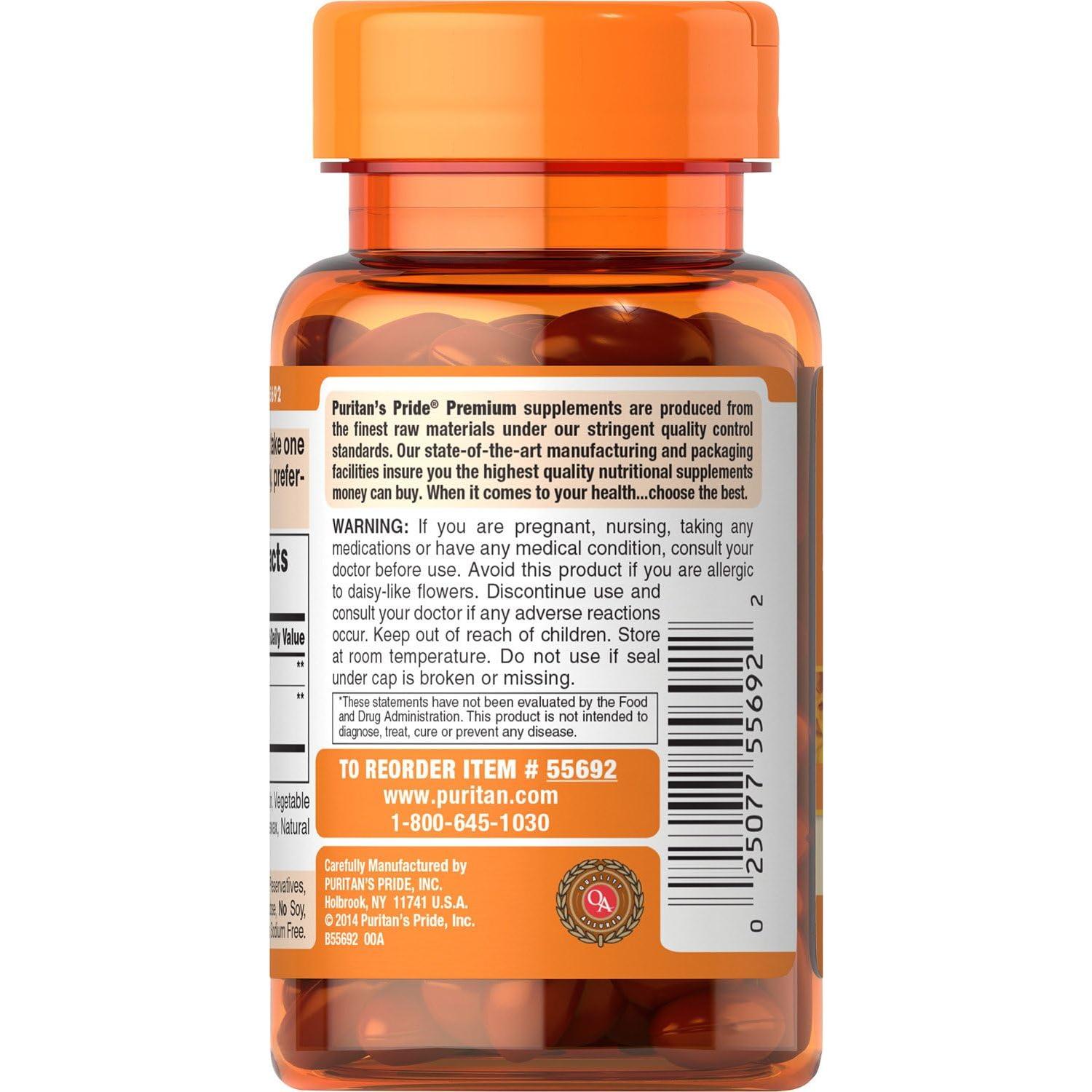 Suplemento Ocular Puritan's Pride Zeaxantina 4mg Luteína 10mg 60 Cápsulas