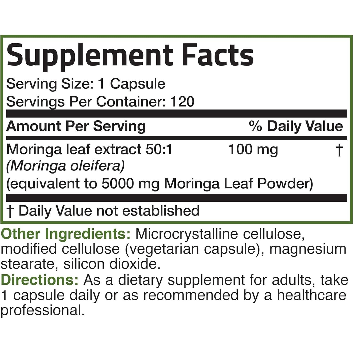 Cápsulas de Moringa Bronson 5000 mg - 120 Unidades