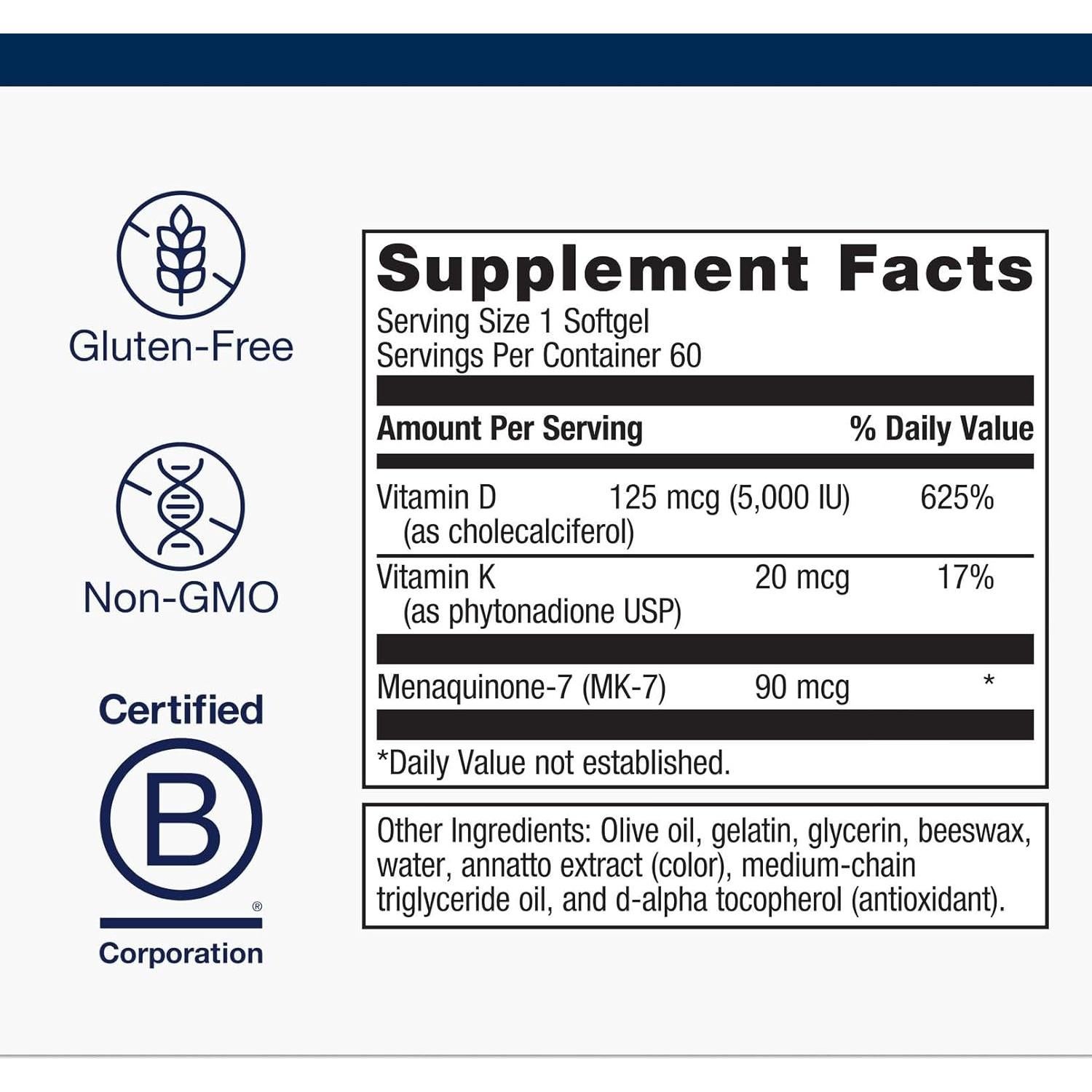 Metagenics Vitamina D3 5000 UI + K2 - 60 Gelatinas Blandas