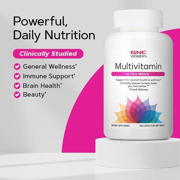 GNC Multivitaminas Ultra Mega Mujeres 90 tabletas - Soporte Inmunológico y Belleza