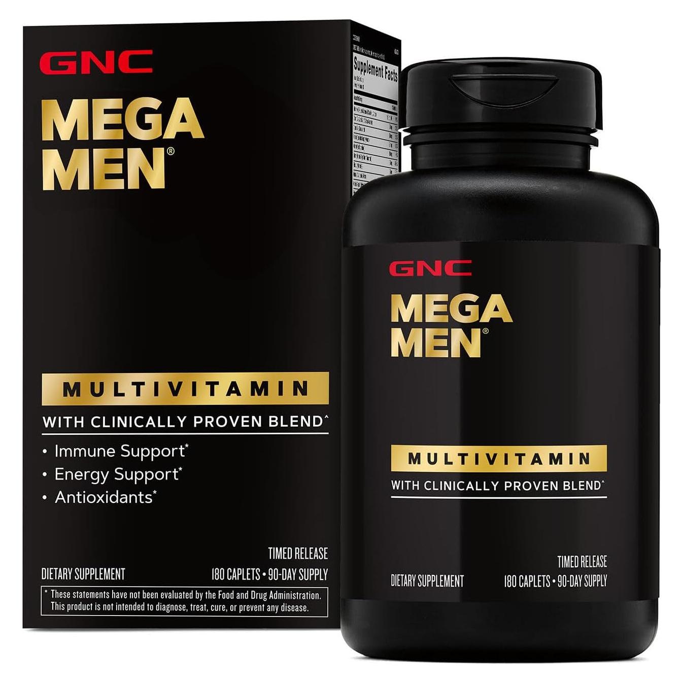 GNC Mega Men Multivitaminas 180 Tabletas - Soporte Energía e Inmunidad