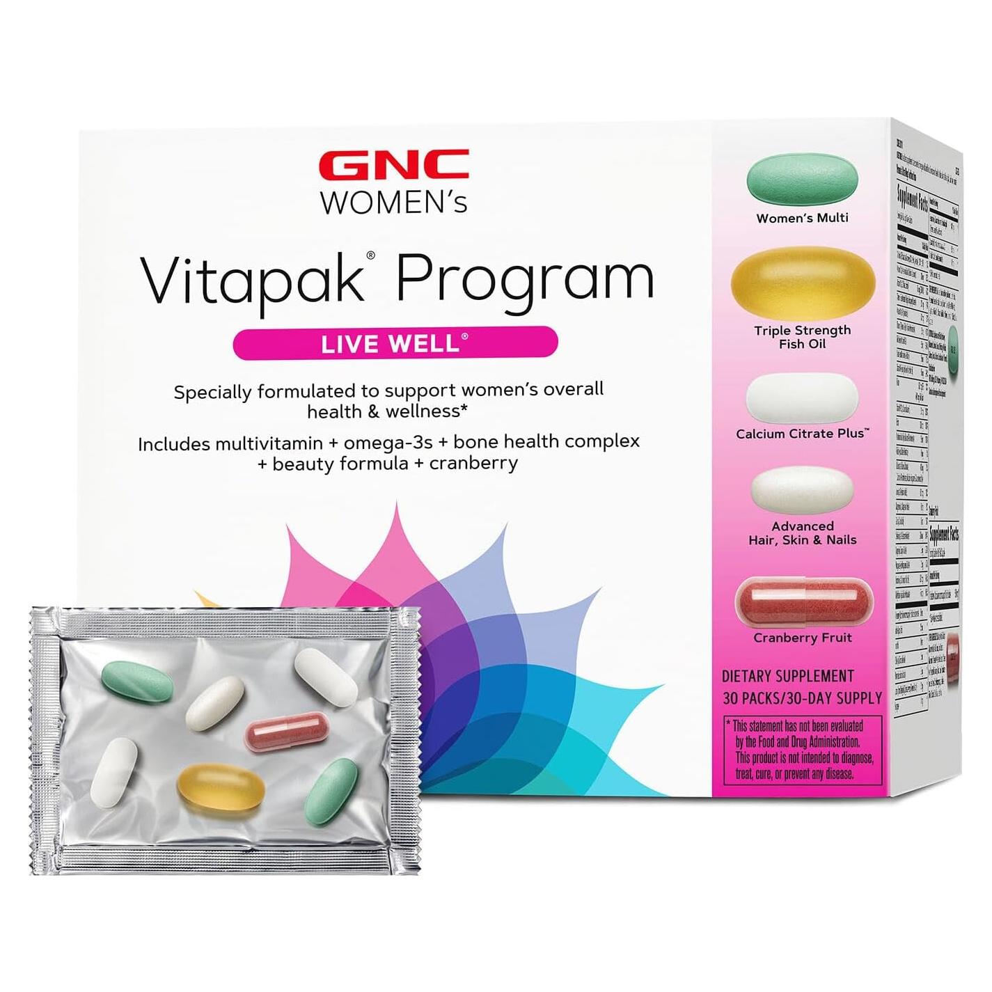 Vitapak Live Well GNC para Mujeres - 5 en 1, 30 Porciones