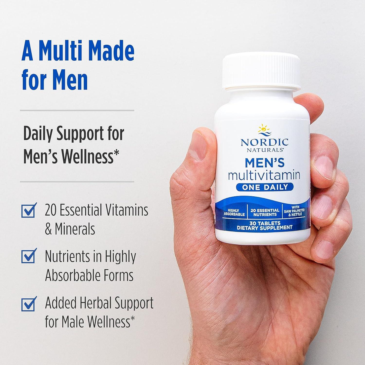 Multivitamina Diaria para Hombres Nordic Naturals - 20 Nutrientes - 30 Tabletas