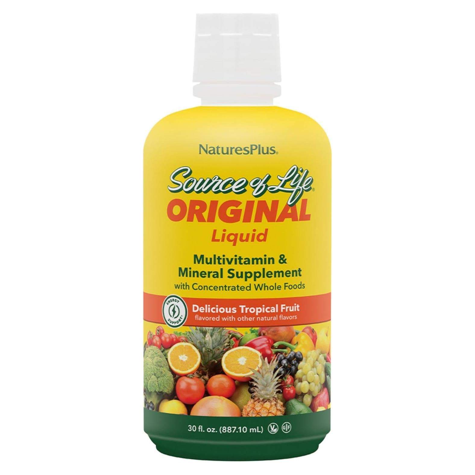 Suplemento Multivitamínico Líquido Natures Plus 887 ml Fruta Tropical