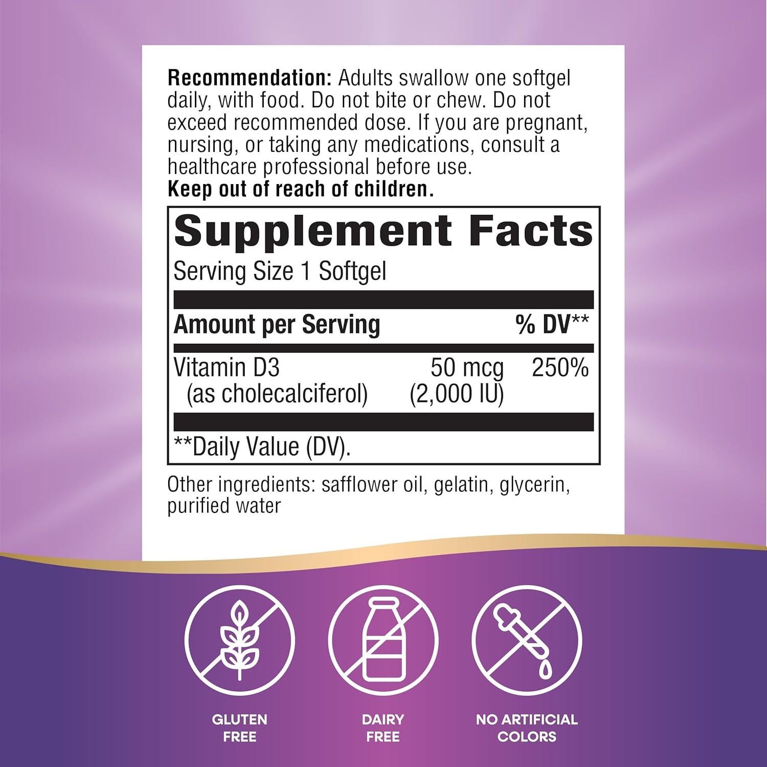 Vitamina D3 Nature's Way 2000 UI 240 Gelatinas Blandas