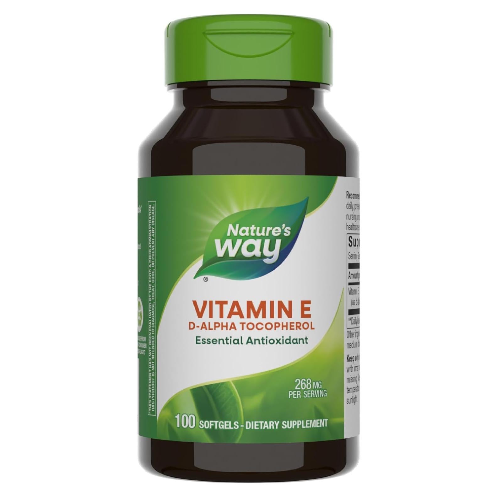 Vitamina E D-Alfa Tocoferol Nature's Way 100 Cápsulas 268 mg