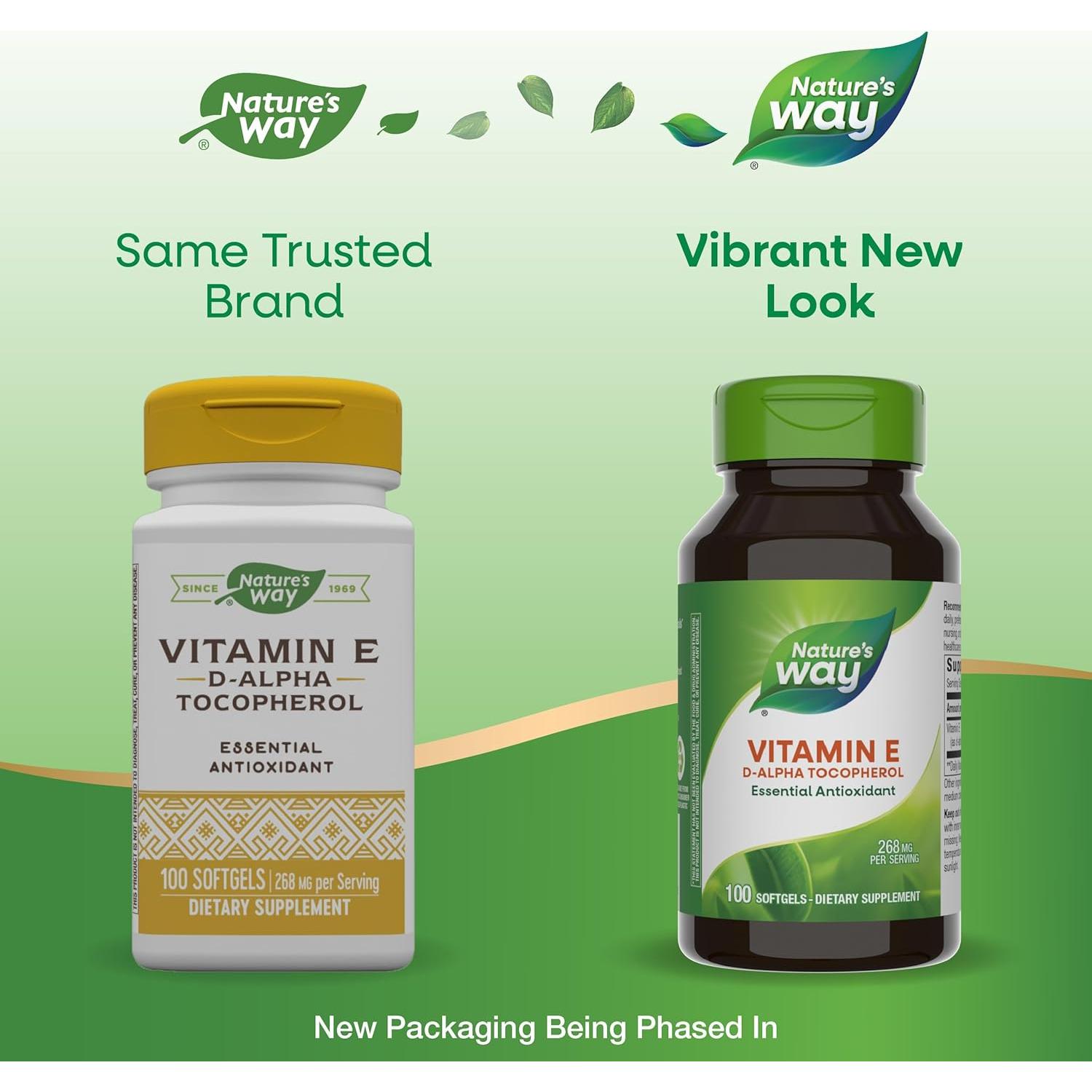 Vitamina E D-Alfa Tocoferol Nature's Way 100 Cápsulas 268 mg