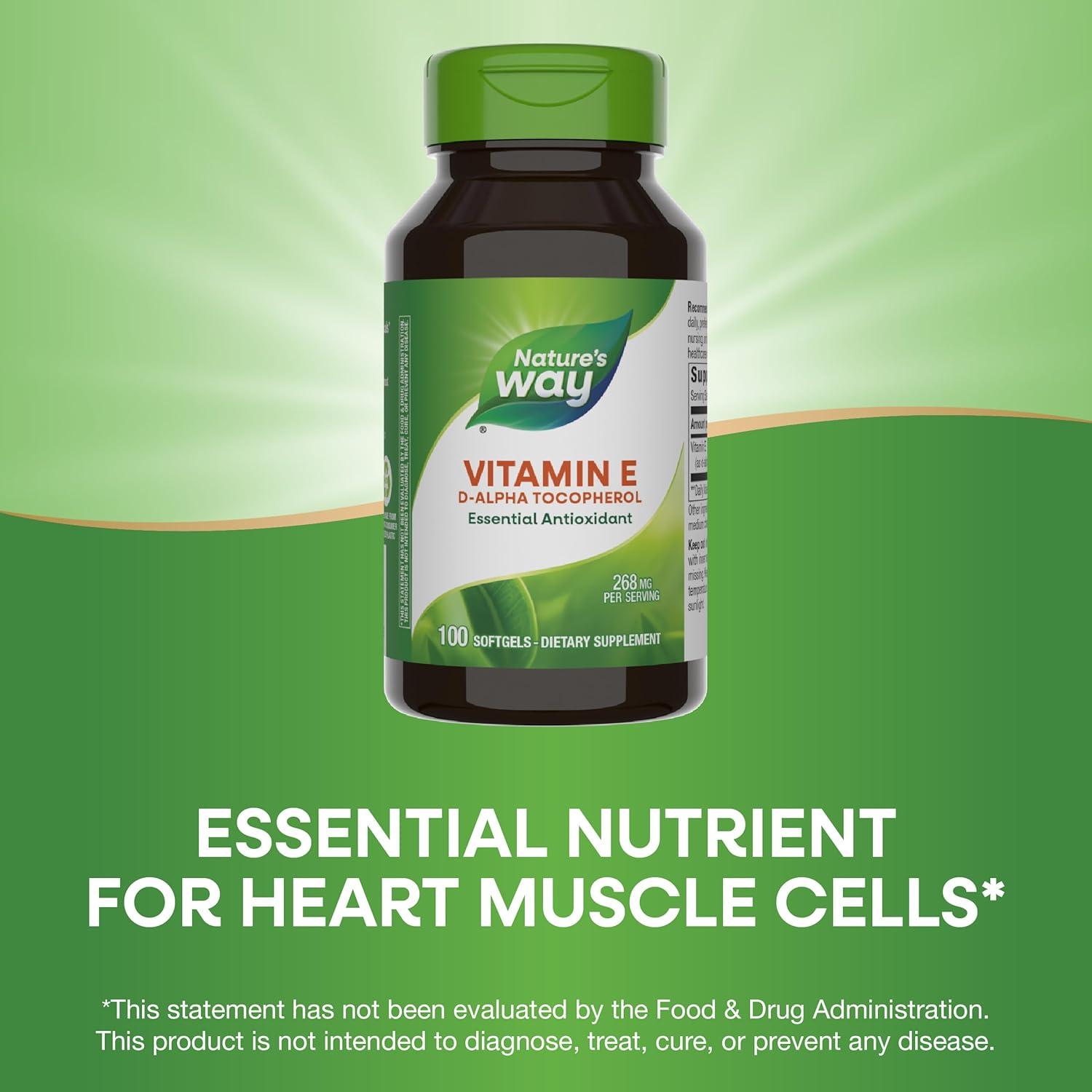 Vitamina E D-Alfa Tocoferol Nature's Way 100 Cápsulas 268 mg