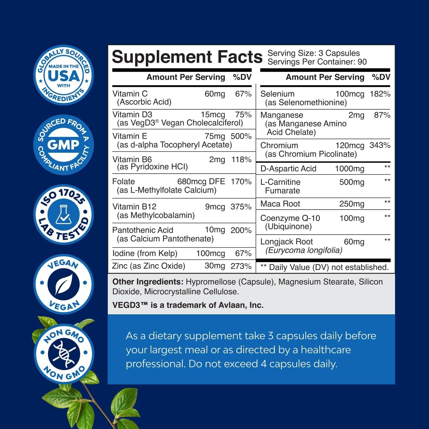 Suplemento Fertilidad Masculina Natures Craft 270 Cápsulas