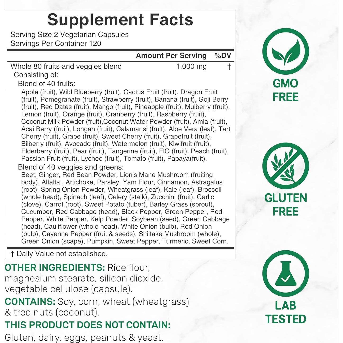 Suplemento de Frutas y Verduras Deal Supplement 240 Cápsulas