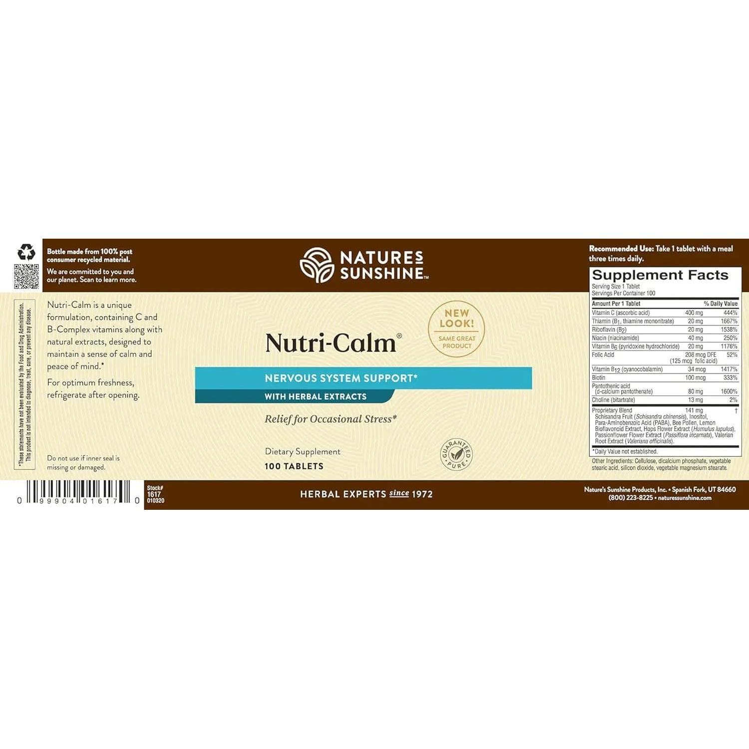 Suplemento Herbal Nutri-Calm Nature's Sunshine 100 Cápsulas