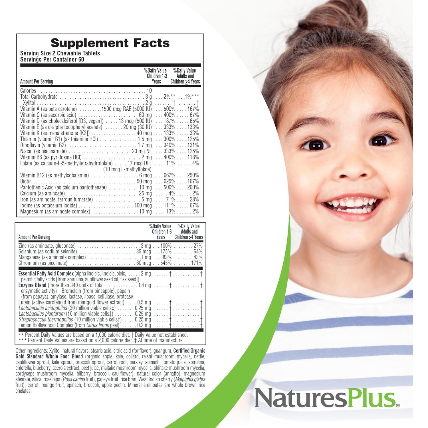 Multivitamina Infantil Masticable Nature's Plus Animal Parade - 240 Tabletas Sabor Naranja - Sin Gluten