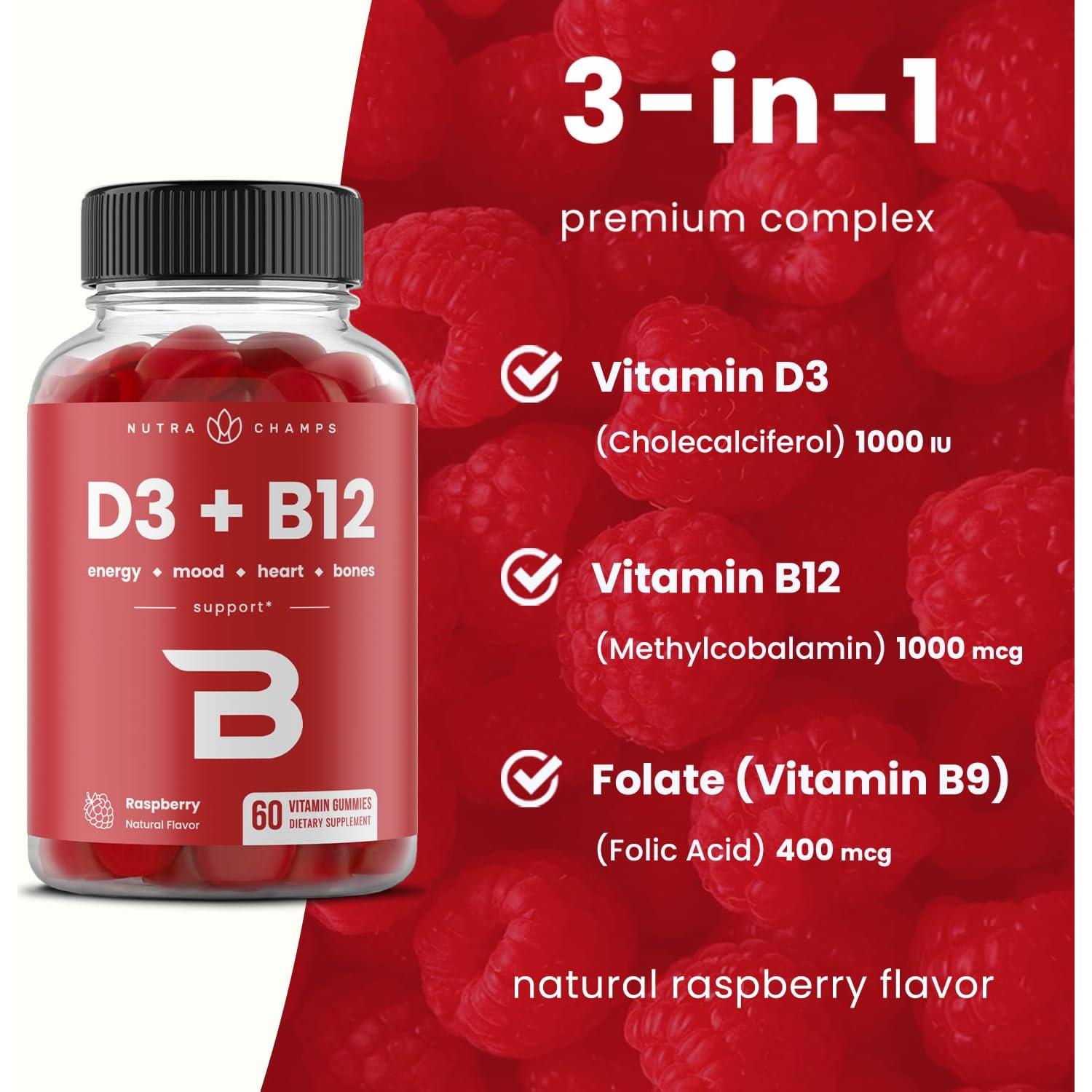 Gominolas de Vitamina D3 y B12 NutraChamps - 120 Unidades