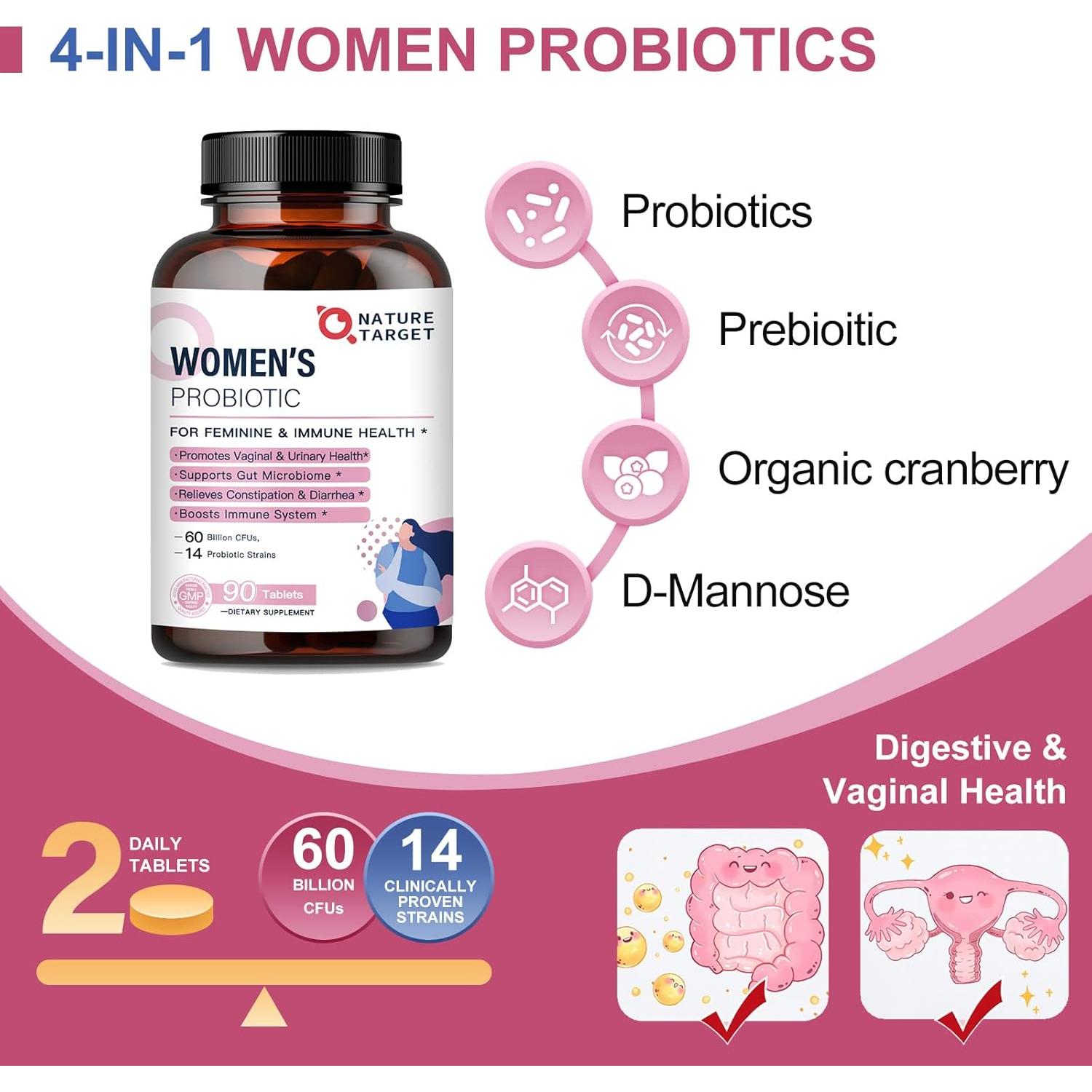 Probioticos para Mujeres Nature Target 60 Mil Millones CFU