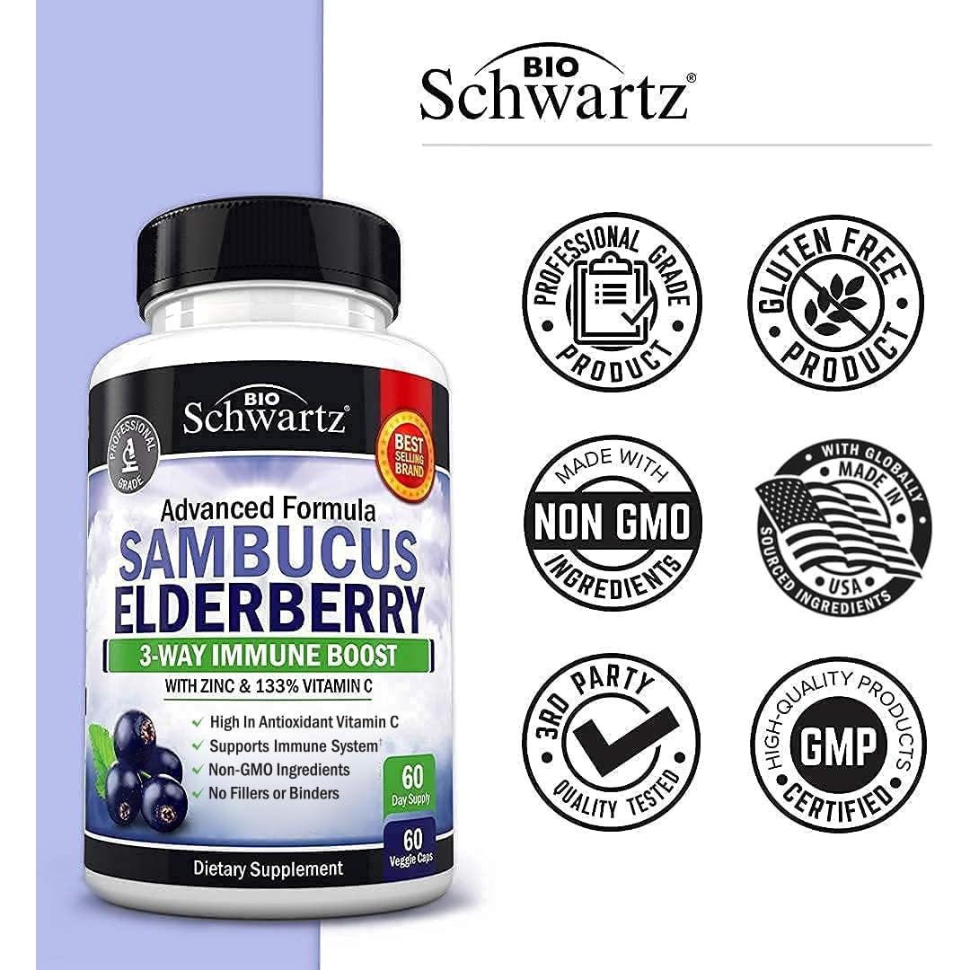 Cápsulas de Saúco BioSchwartz con Zinc y Vitamina C - 60 Unidades