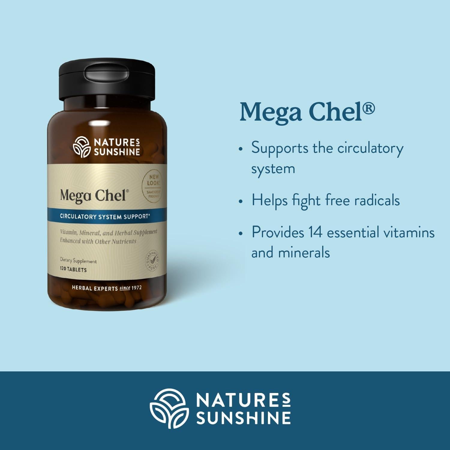 Mega-Chel Nature's Sunshine 120 Tabletas Suplemento Mineral